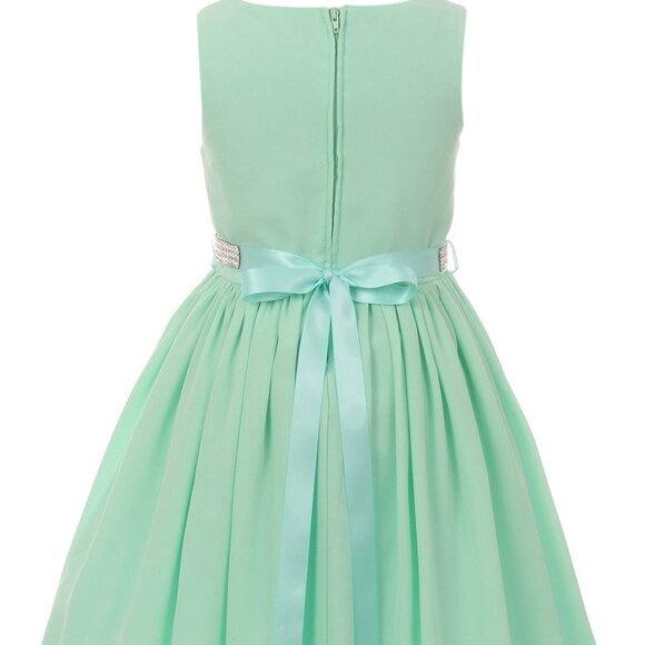 Little Girls Kids V Neck Chiffon Ruched Jewels Flowers Girls Dress Easter New - Picture 4 of 5